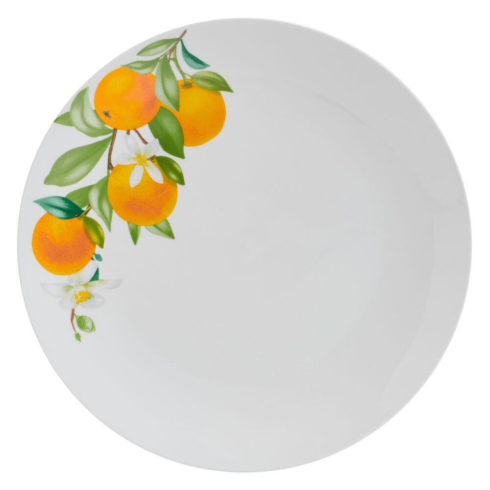All-purpose bowl from the Vibrant Oranges set filled with fresh fruit, demonstrating its versatility.