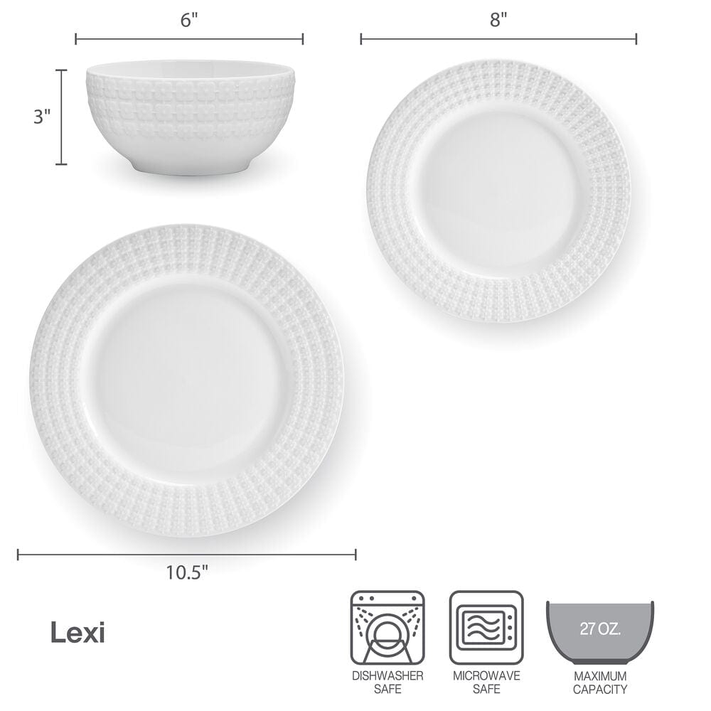 Close-up of the embossed rim design on the Lexi dinnerware set
