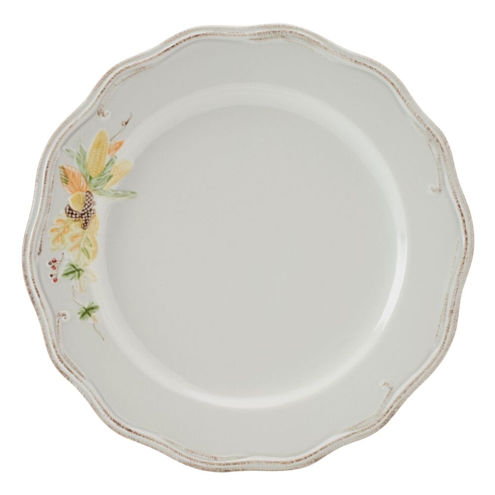 Autumn Harvest Dinner Plate showcasing detailed pumpkin and leaf designs.