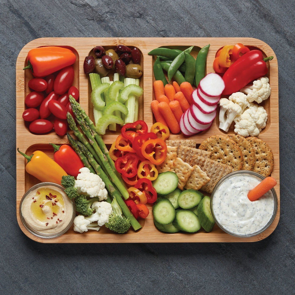 Farberware Build-A-Board with compartments and locking lid for food presentation