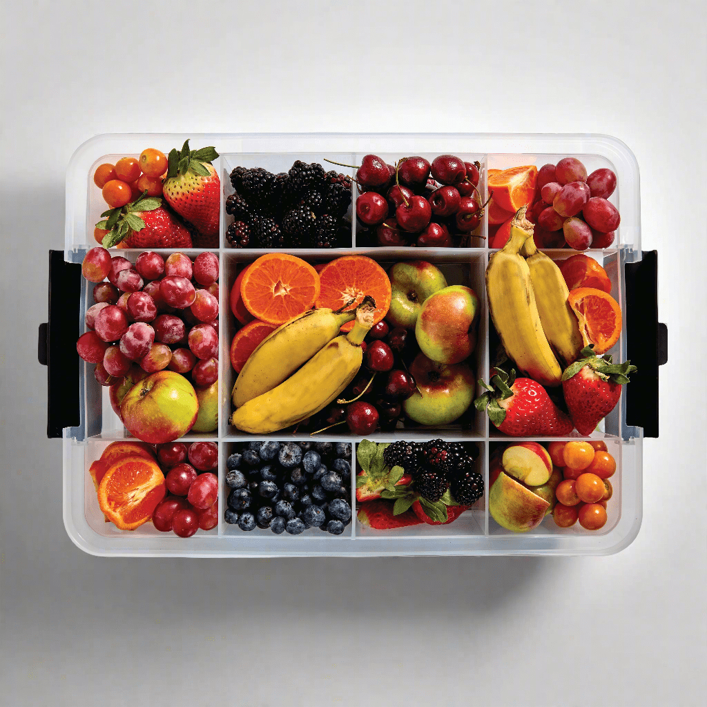 Person using the reversible cutting board lid for food prep on the go
