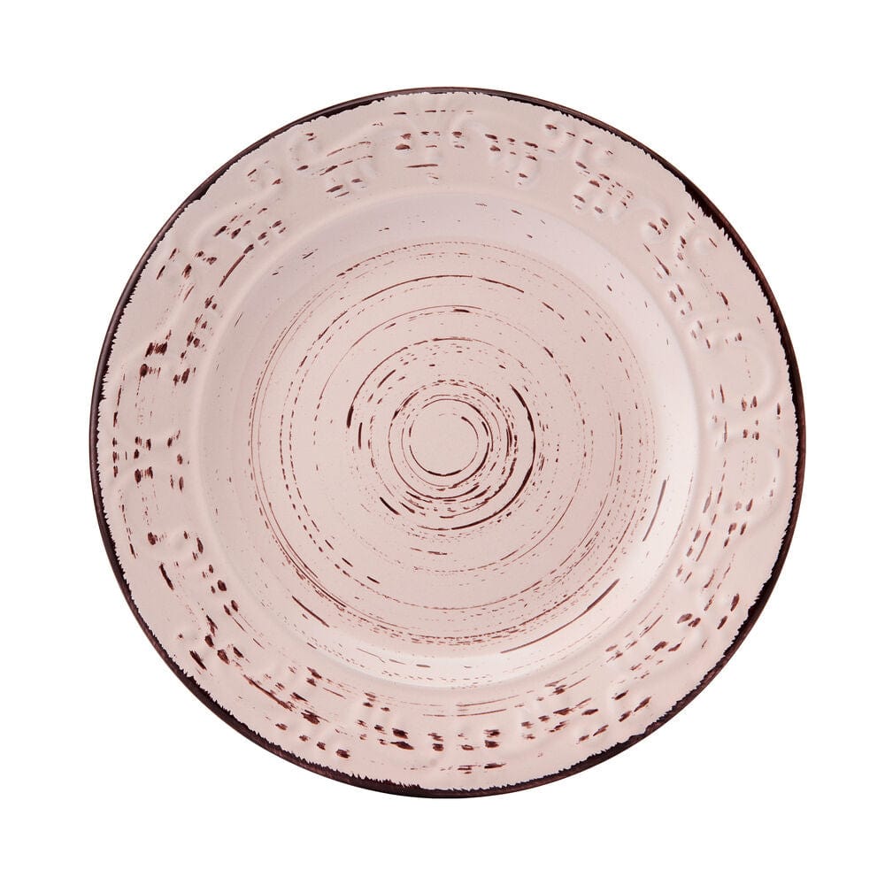 Charming pink stoneware dinnerware set displayed on a modern table setting.