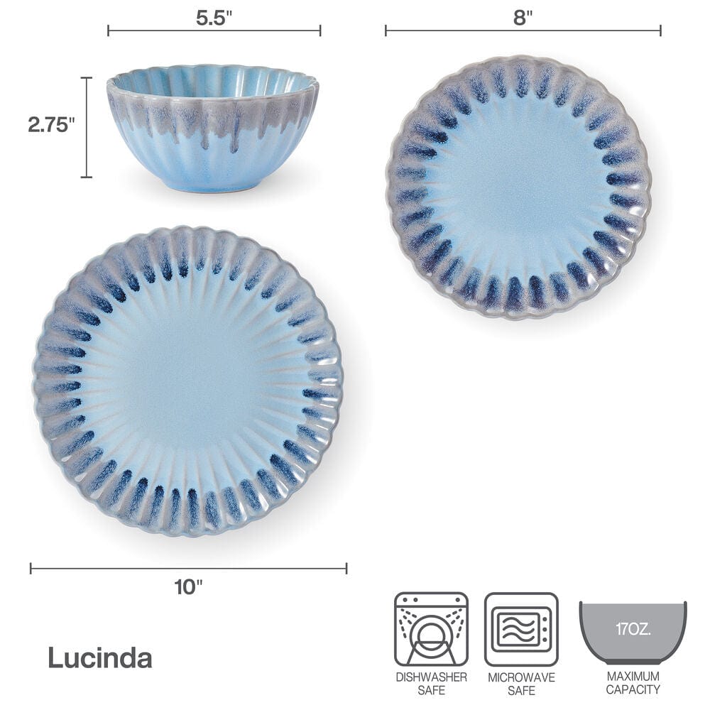 All-purpose bowls in a modern stoneware dinnerware set for four people