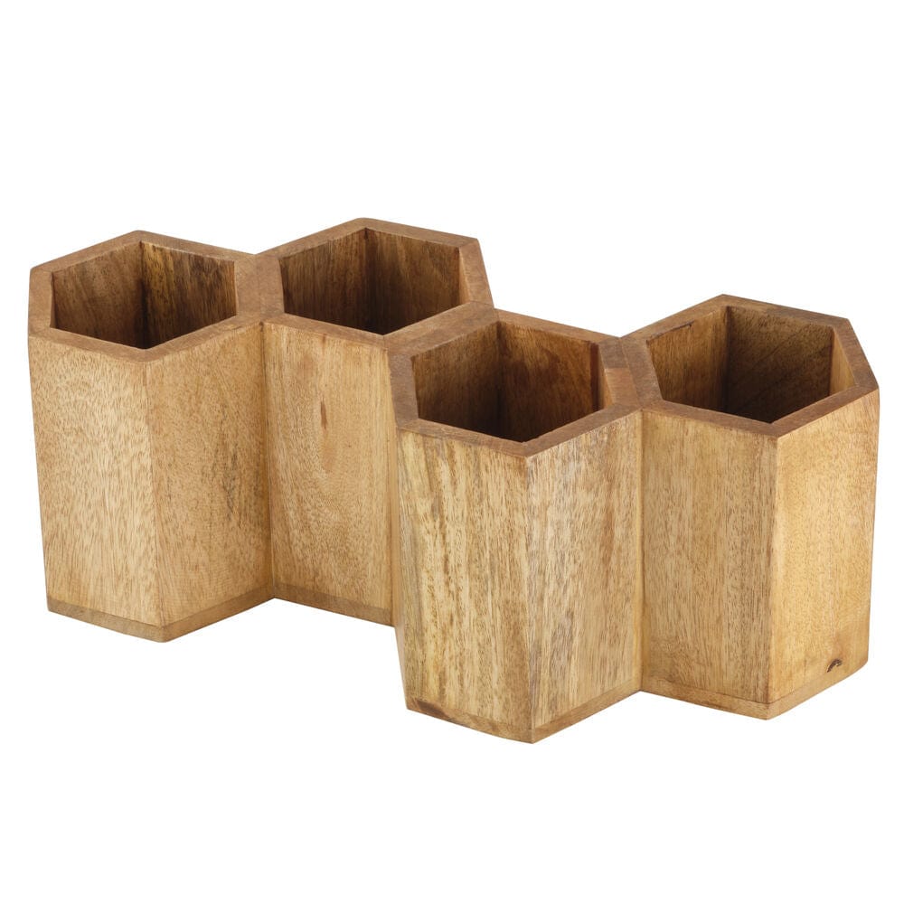 Stylish kitchen storage caddy holding forks, knives, and spoons