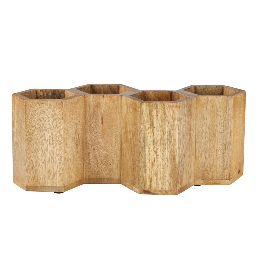 Stylish kitchen storage caddy holding forks, knives, and spoons