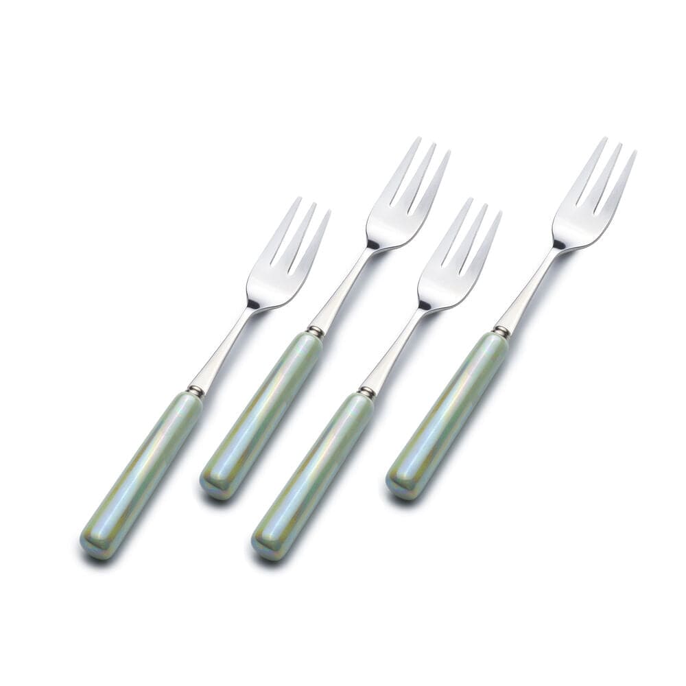 Close-up of green ceramic flatware for special events, showcasing elegant design