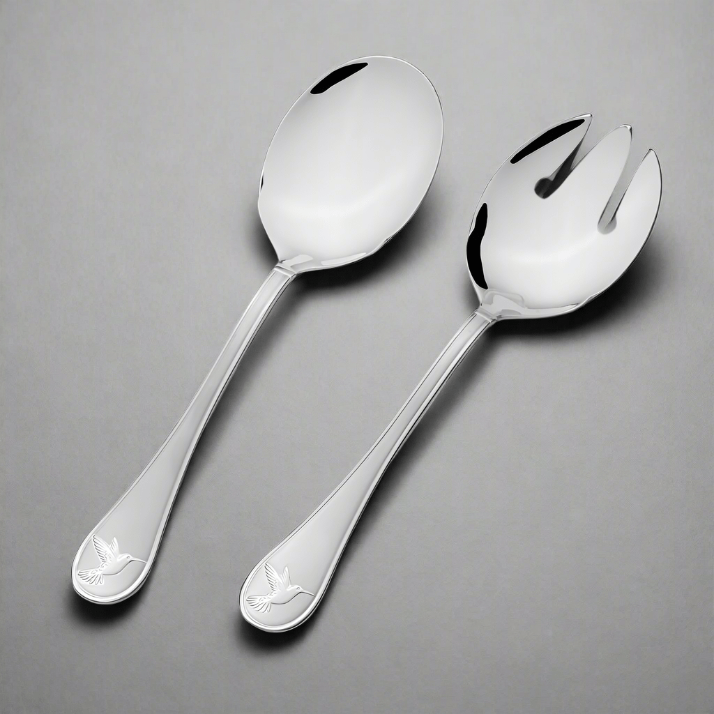 Elegant Hummingbird 2-Piece Serving Set on a dining table.