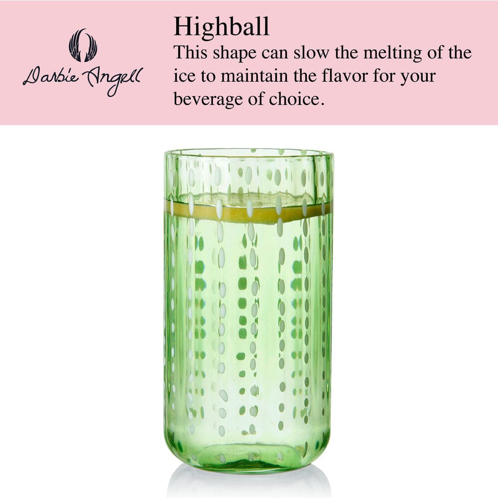Close-up of durable soda glass highball glass with vibrant color
