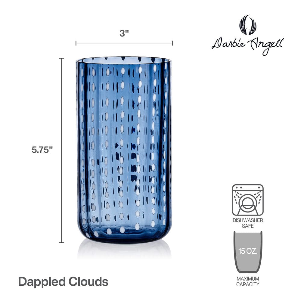 Highball glasses with cobalt tint, perfect for serving cocktails at special occasions.