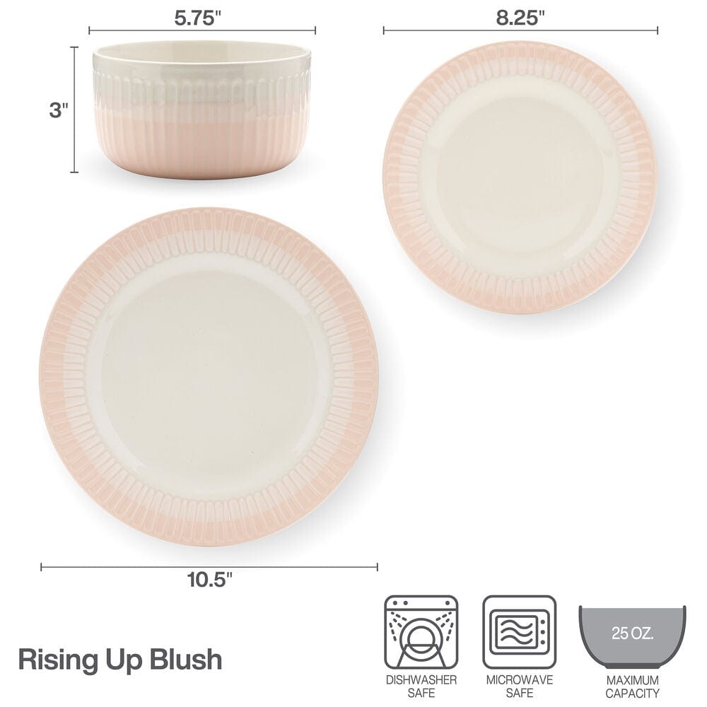 Elegant blush dinnerware set on a modern table for special occasions