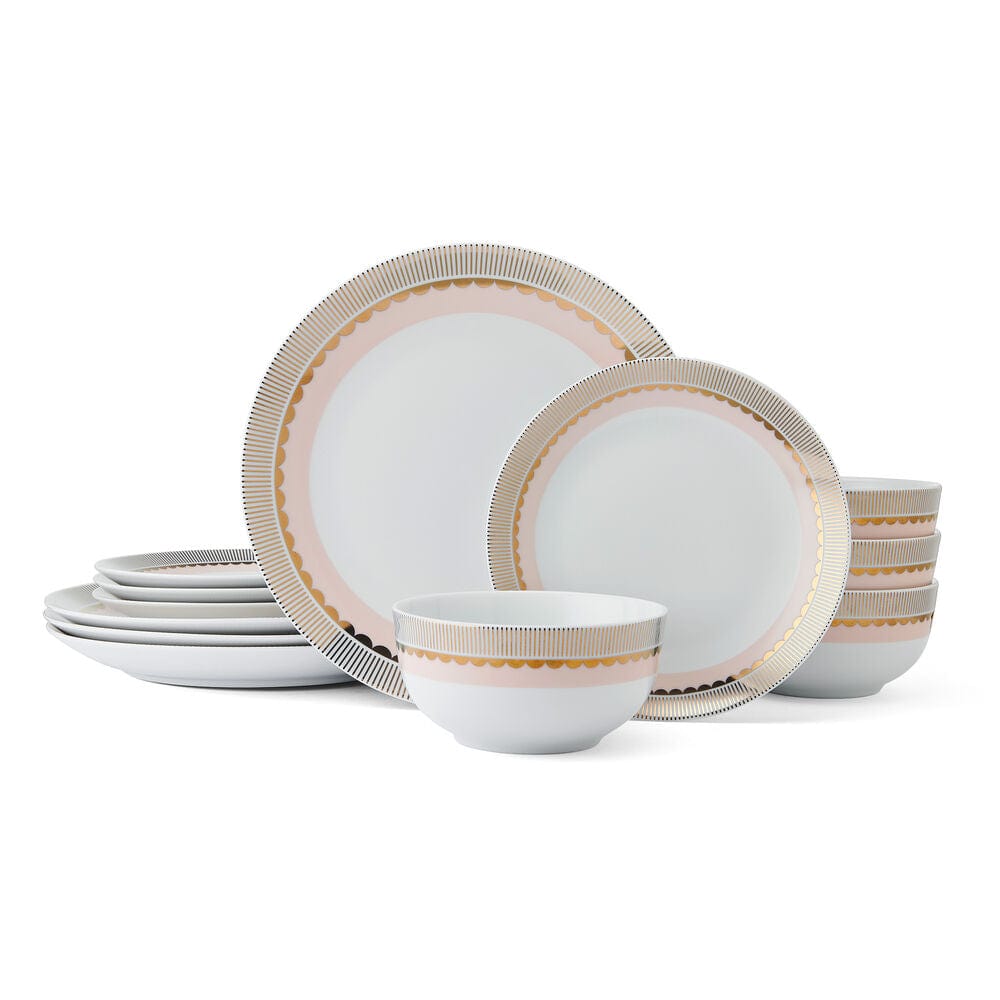 Table setting featuring the Darbie Angell dinnerware set for four
