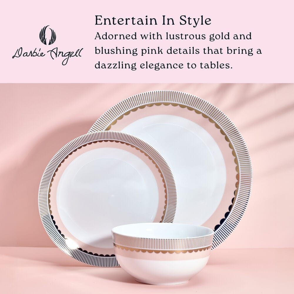 Table setting featuring the Darbie Angell dinnerware set for four