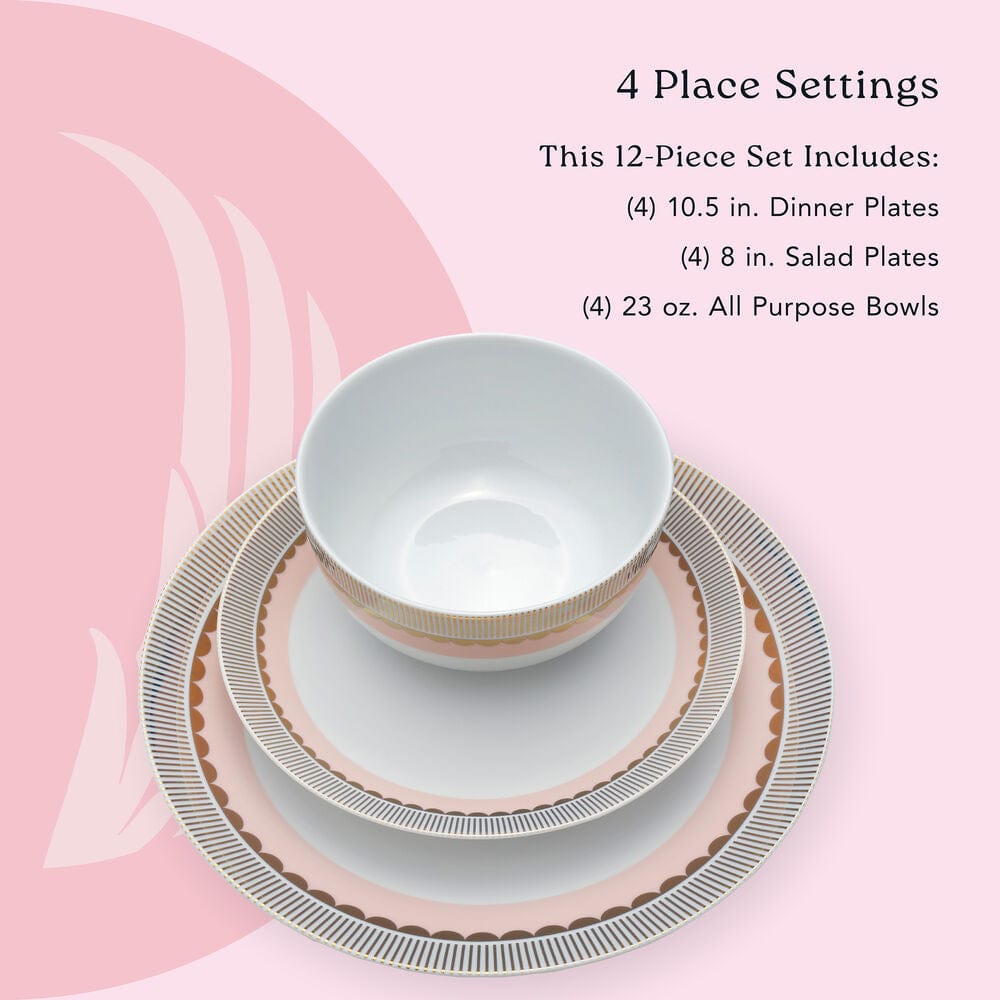 Elegant all-purpose bowls with blush pink and gold accents, ideal for special occasions