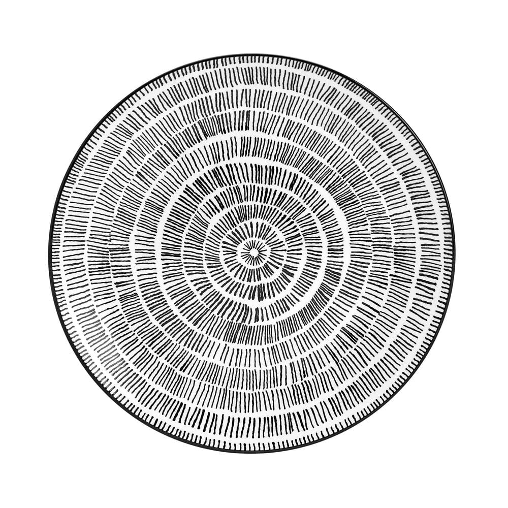 All-purpose bowls and plates from the Sketch Serenade dinnerware collection, showcasing organic line patterns