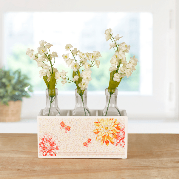 Dolly Parton flower design utensil caddy showcasing mosaic floral pattern