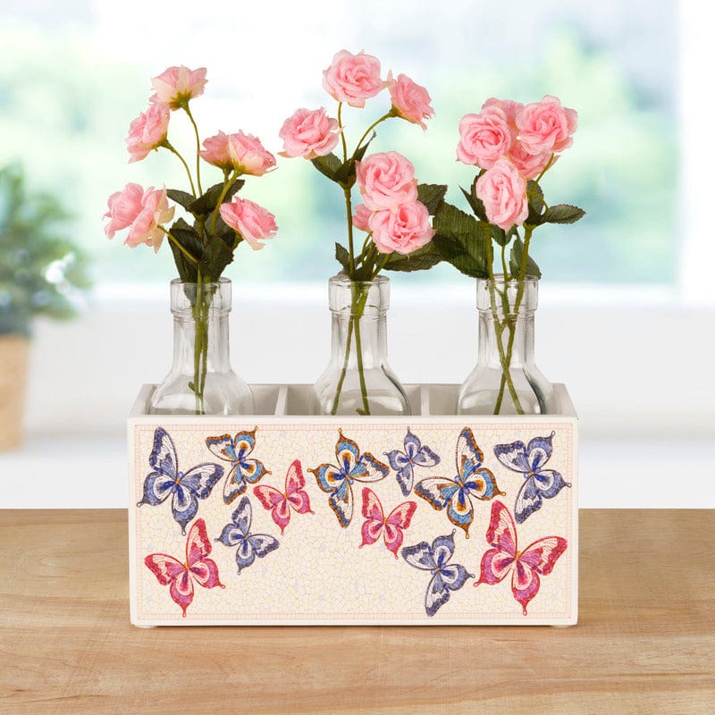 Close-up of Dolly Parton mosaic butterfly utensil caddy showing vibrant mosaic design and butterfly accents
