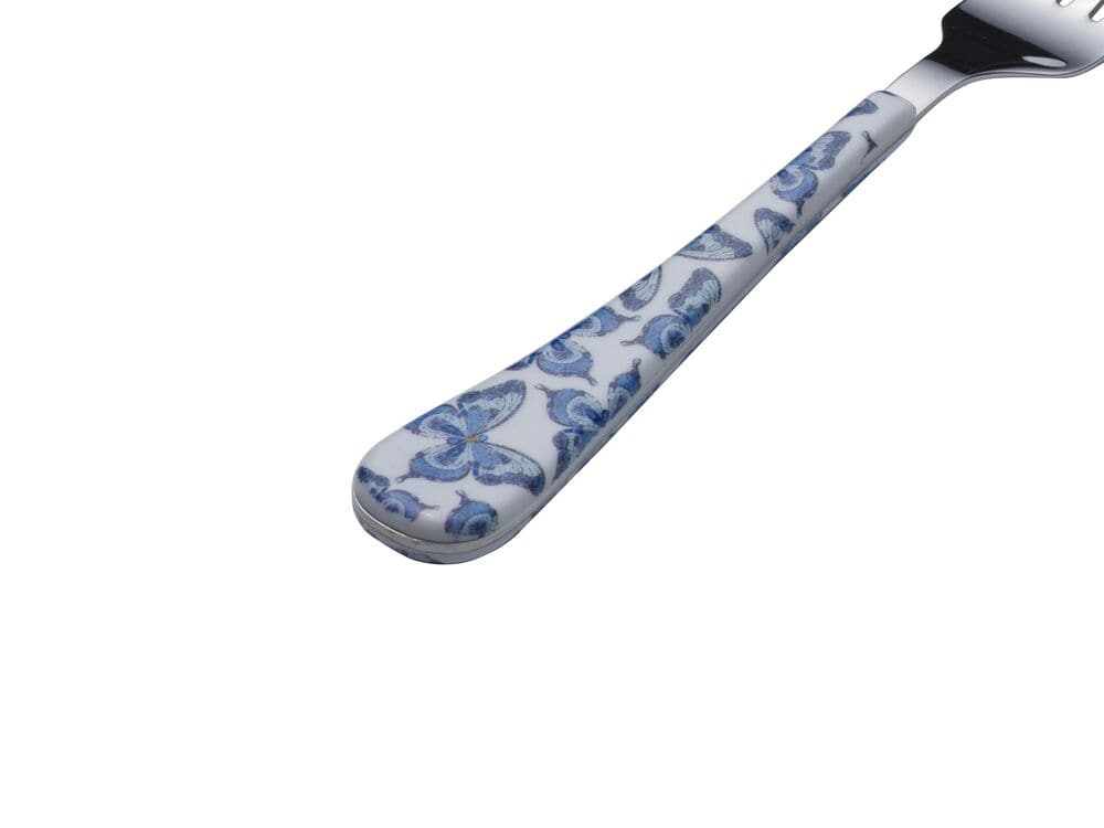Flatware set with butterfly pattern on handles, styled on a dining table for family dinners