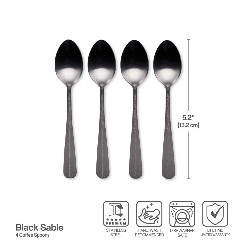 Wrapped set of black coffee spoons, ideal for gift-giving or gourmet presentation