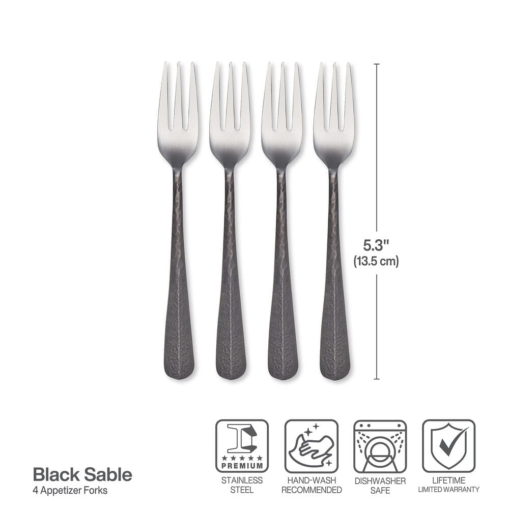 Close-up of appetizer forks with faceted shimmer handles, perfect for stylish tableware