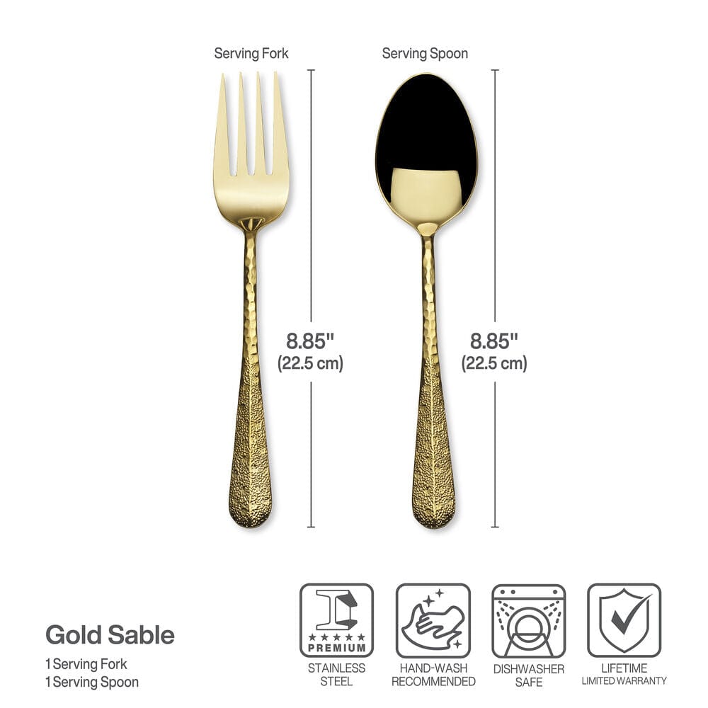 Elegant Gold Serving Set – 2-Piece Spoon and Fork Duo - Image 3
