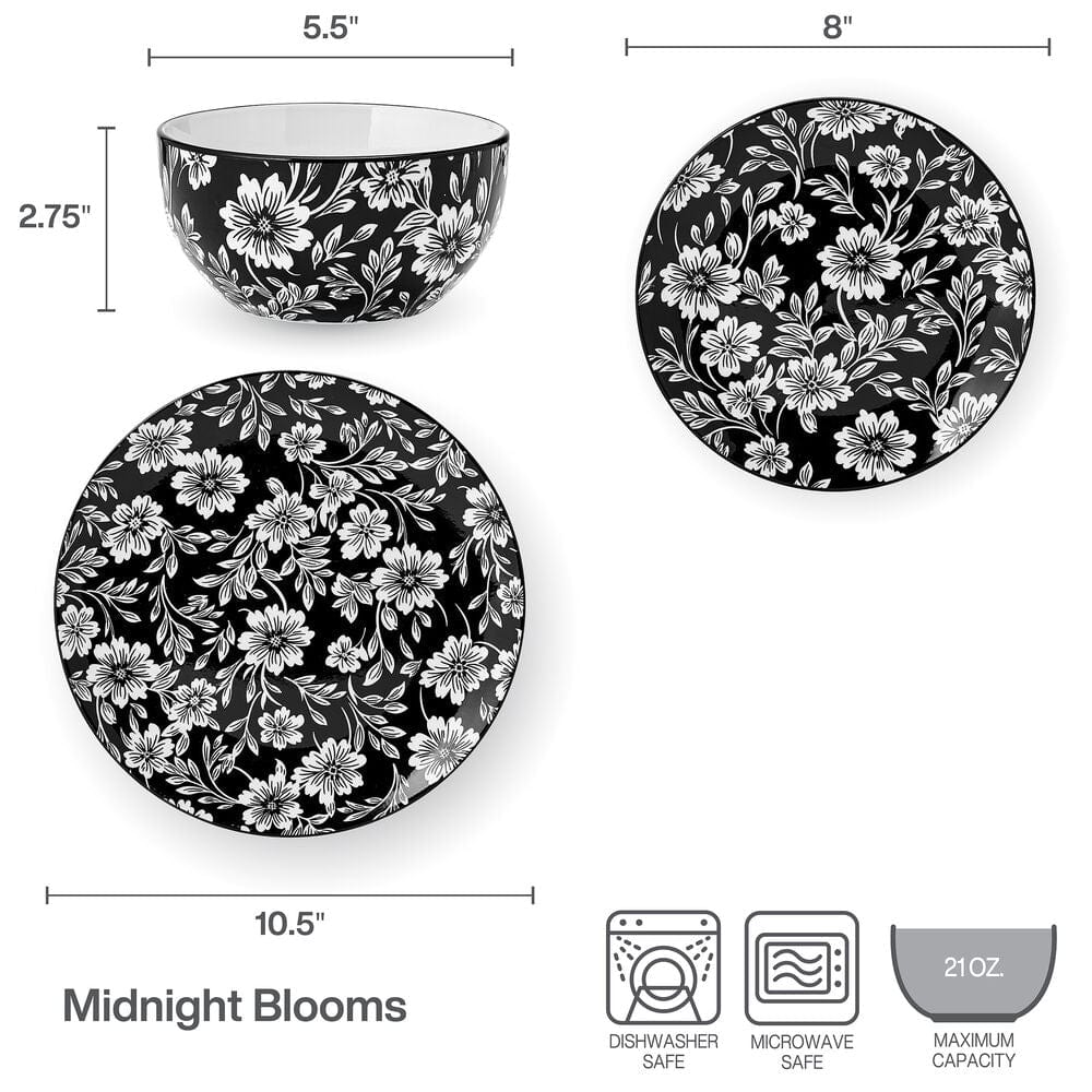 Stacked modern dinnerware featuring floral design, ready for serving at a dinner party