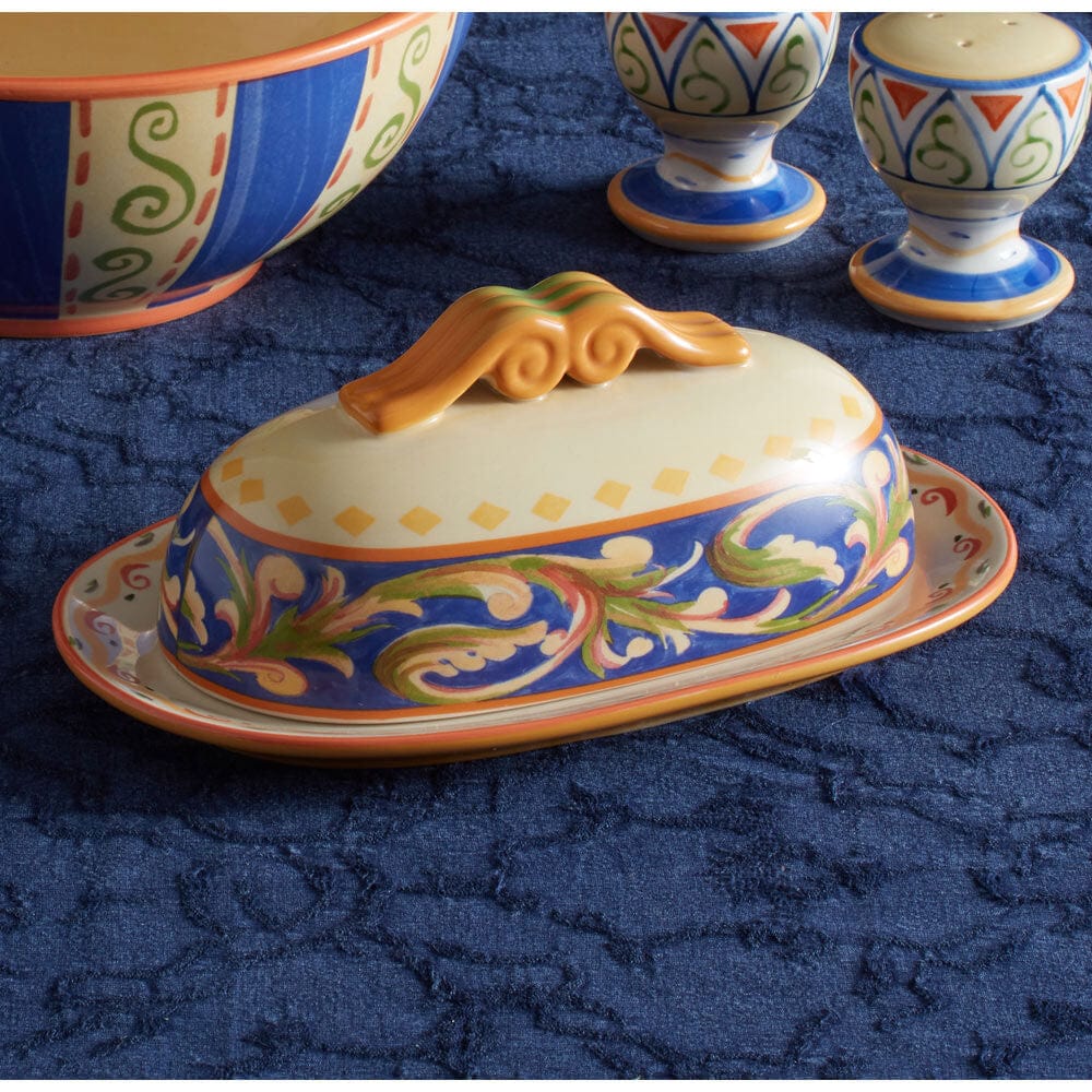 Close-up of LunaGuard covered butter dish showcasing its elegant stoneware design