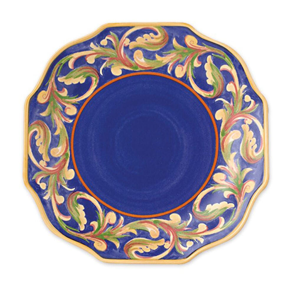 Lifestyle shot of the blue dinner plates on a beautifully set dining table, showcasing their versatility.
