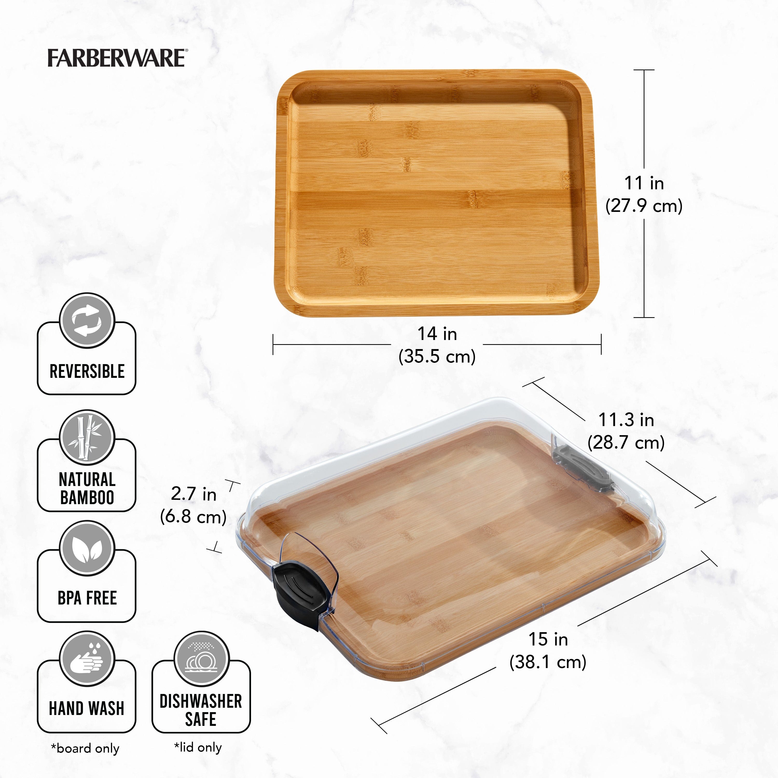 Farberware Build-A-Board with compartments and locking lid for food presentation