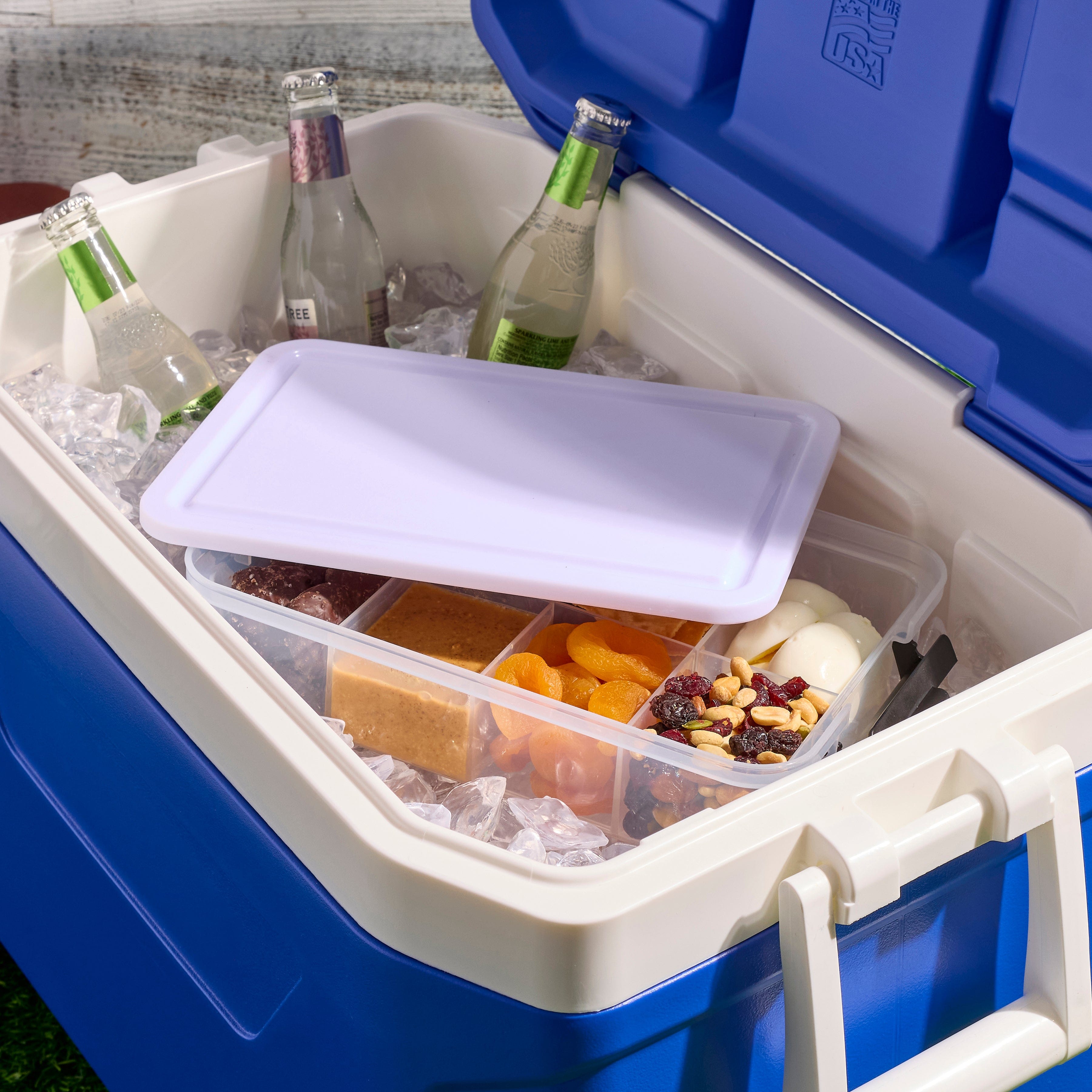 Farberware portable snack box with locking lid, ideal for travel and picnics.