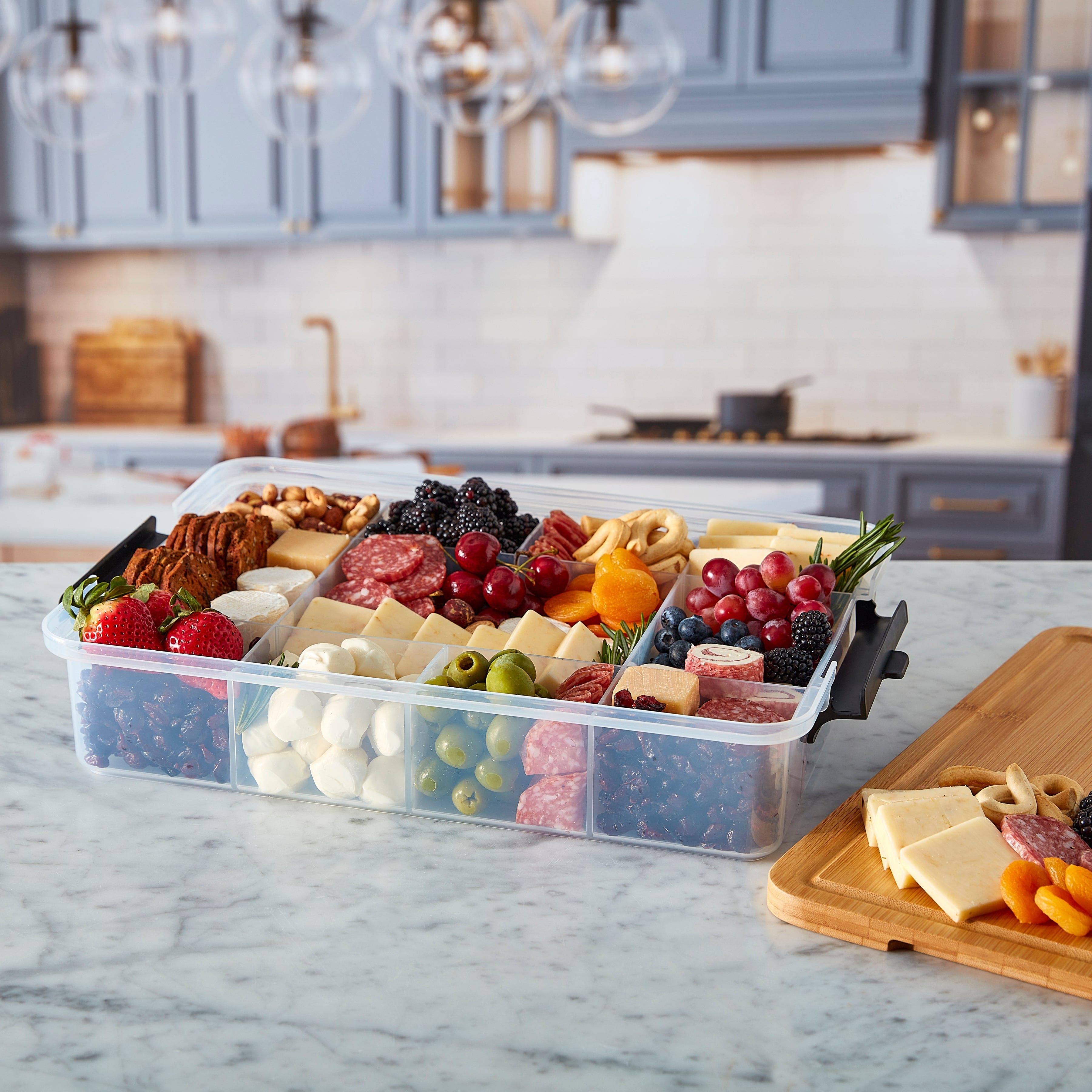 Farberware portable snack box with locking lid, ideal for travel and picnics.