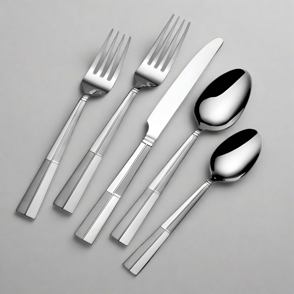 Modern Arabesque Luxe cutlery set displayed elegantly on a dining table with a focus on the frost and mirror finish.