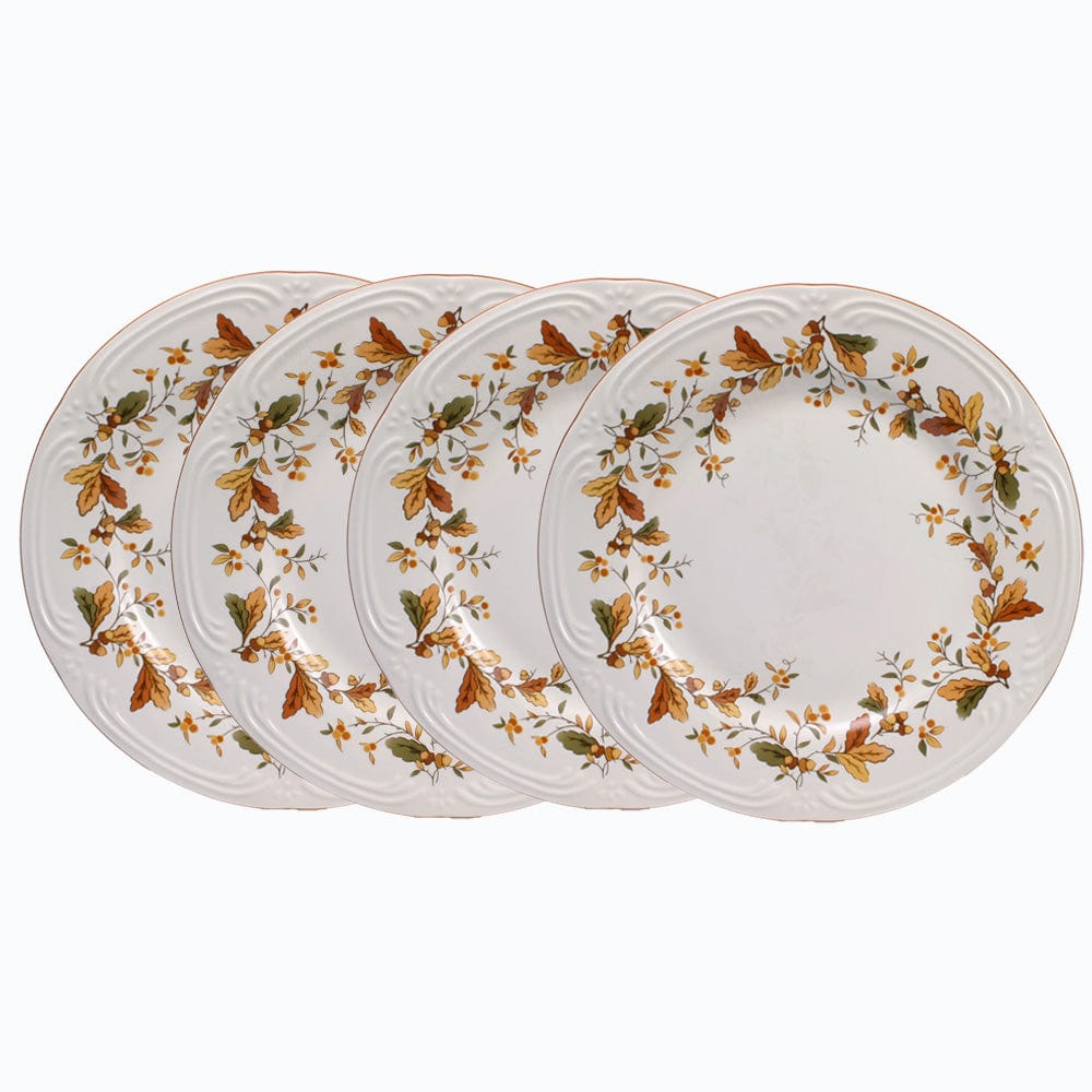 Stacked microwave safe dinner plates in a modern kitchen