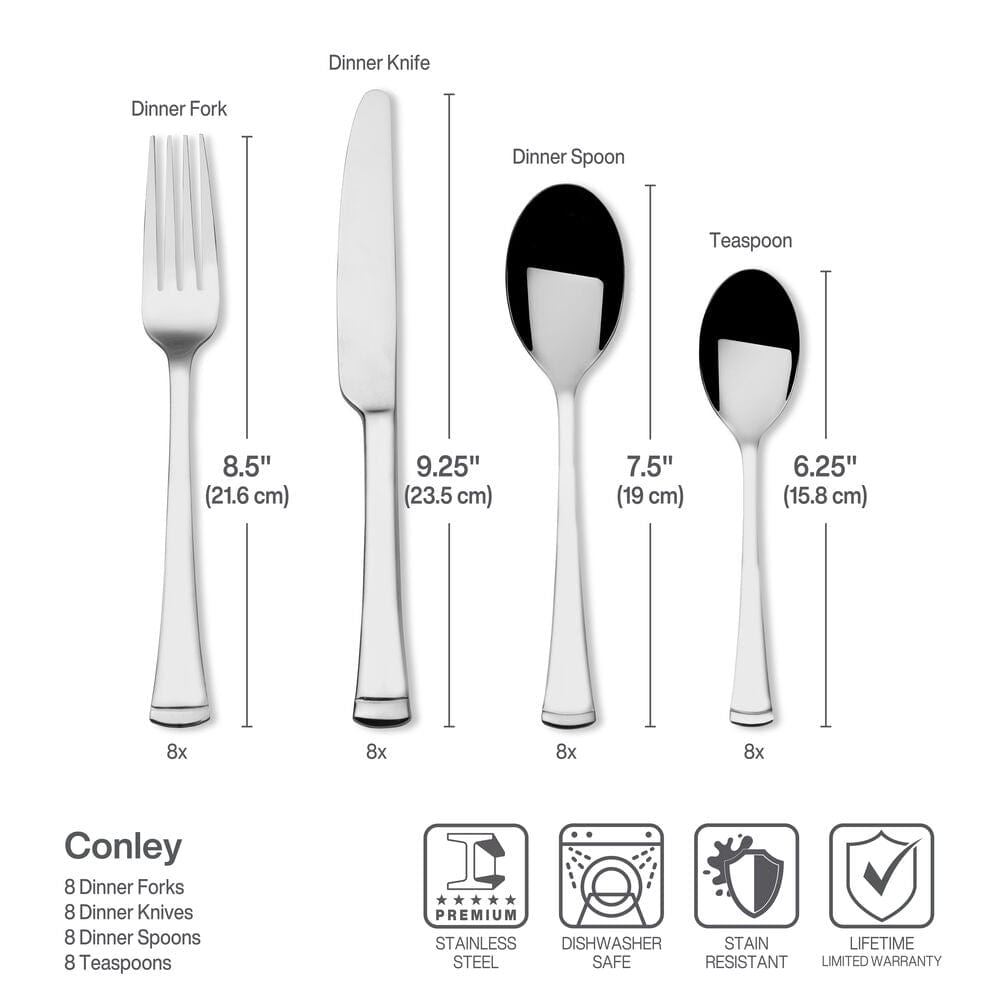 Serving utensils from the Conley flatware set, perfect for family meals.