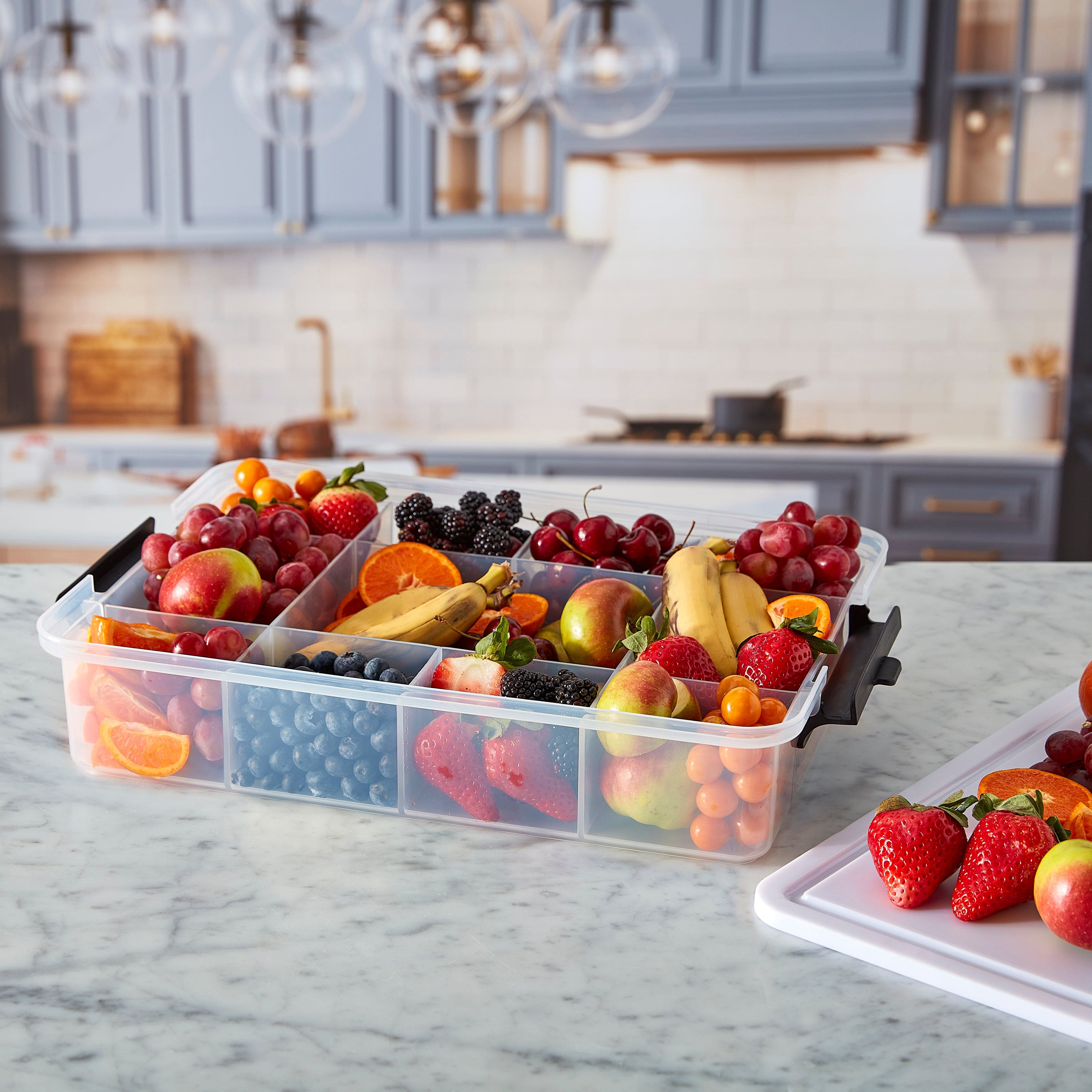 Farberware portable snack box with locking lid, ideal for travel and picnics.
