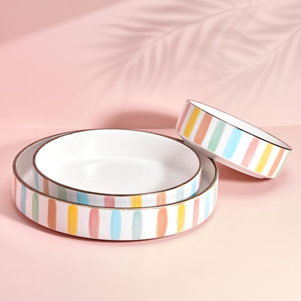 Set of durable stoneware bowls for casual and festive summer meals