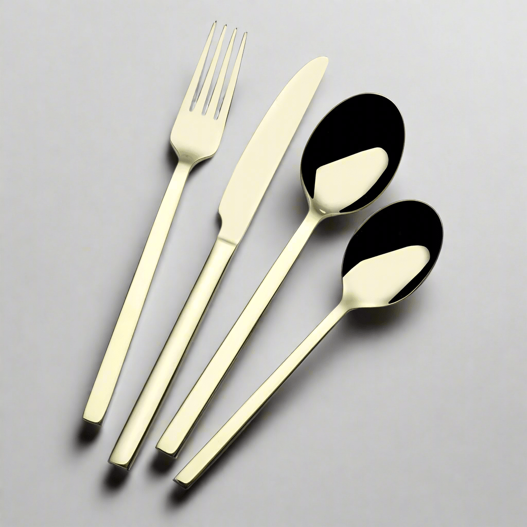 Close-up of stainless steel silverware with sleek handles for modern dining