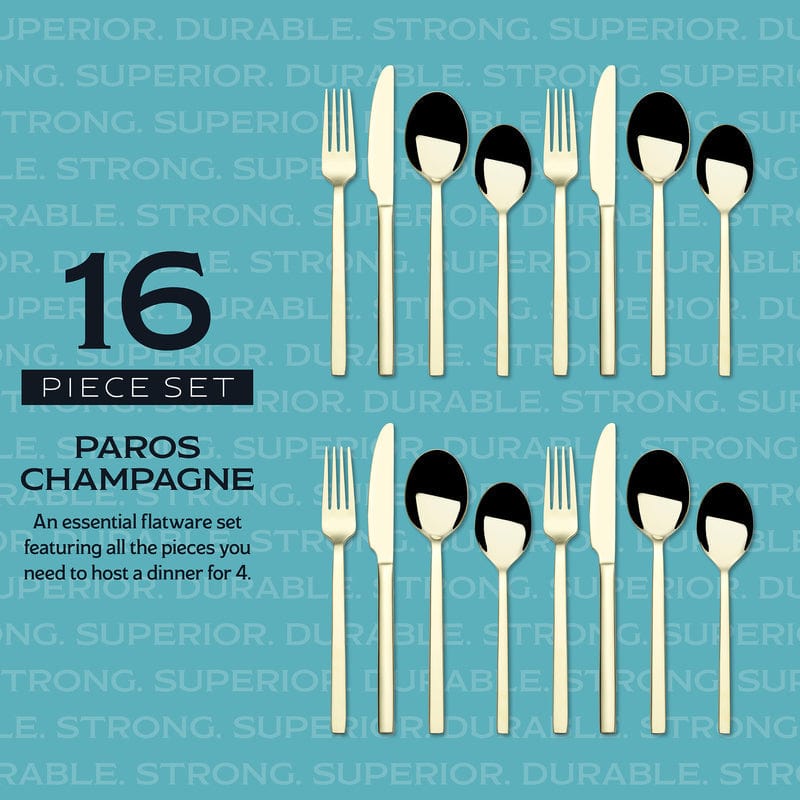 Dishwasher safe silverware set with polished finish and durable design