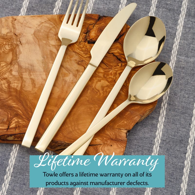 Dishwasher safe silverware set with polished finish and durable design
