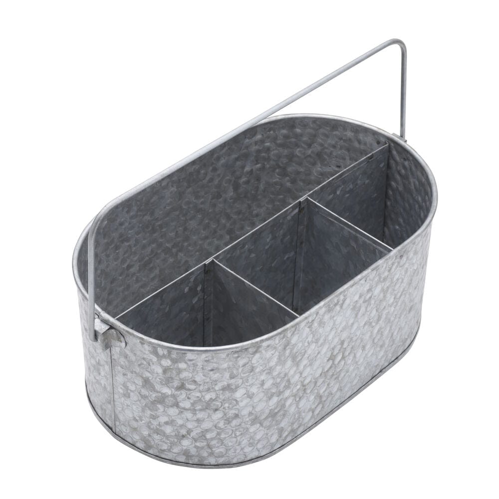 Outdoor serving caddy with compartments for bottles and napkins