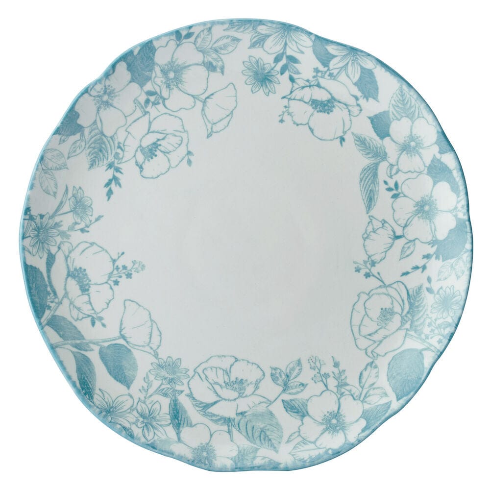 Family enjoying dinner with floral dinnerware set on the table