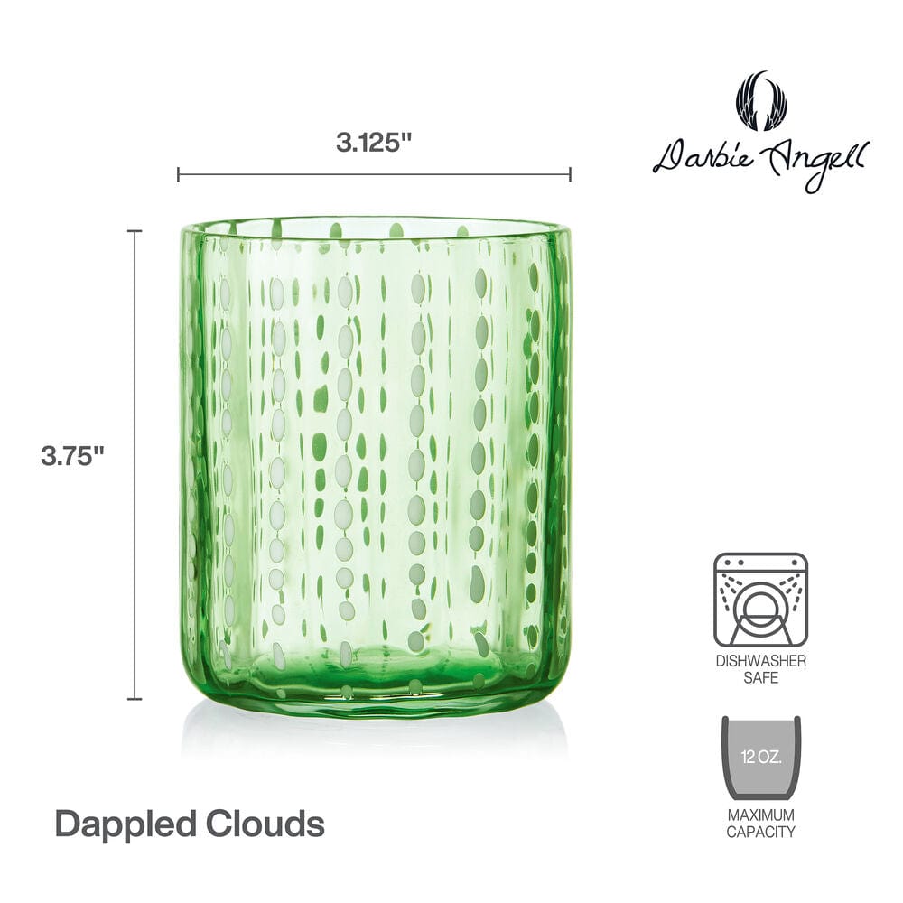 Set of four stylish old fashioned glasses in seafoam green, showcasing vibrant color and design details