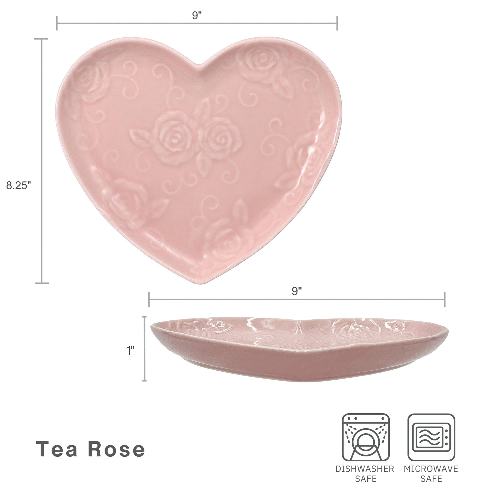 Decorative pink heart shaped plate displayed on a gift table