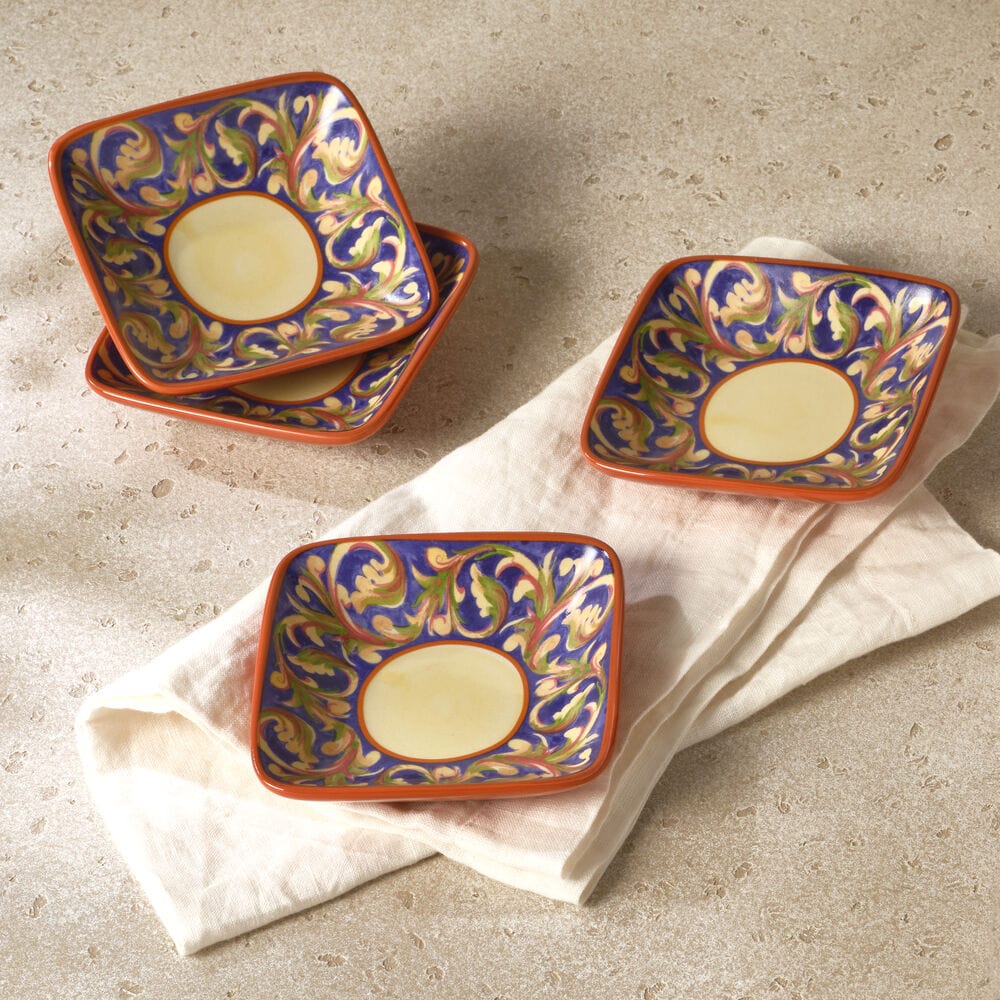 Square ceramic wine tapas plates set for parties, stylish and durable