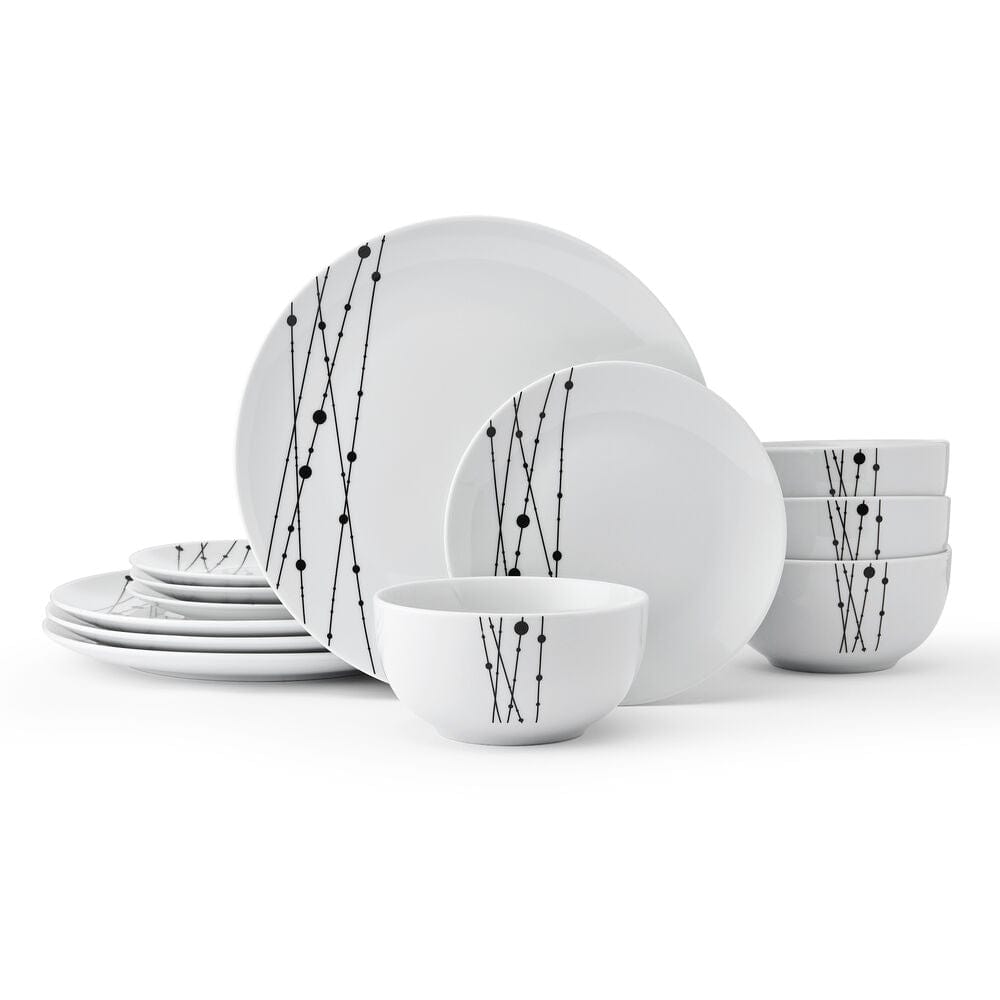 Elegant dining setup with the modern dinnerware for four people