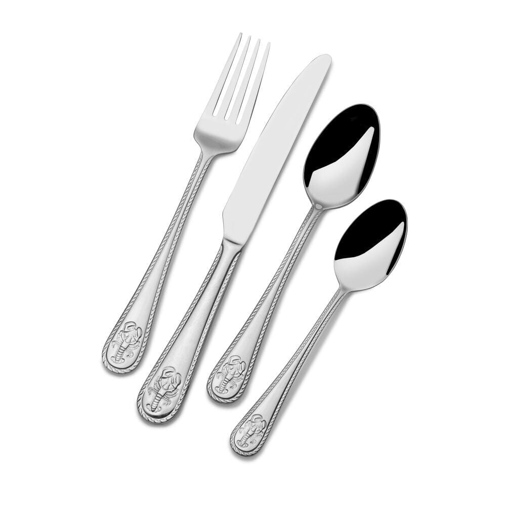 The Lobster Flatware Set elegantly arranged on a dining table, perfect for casual dining.