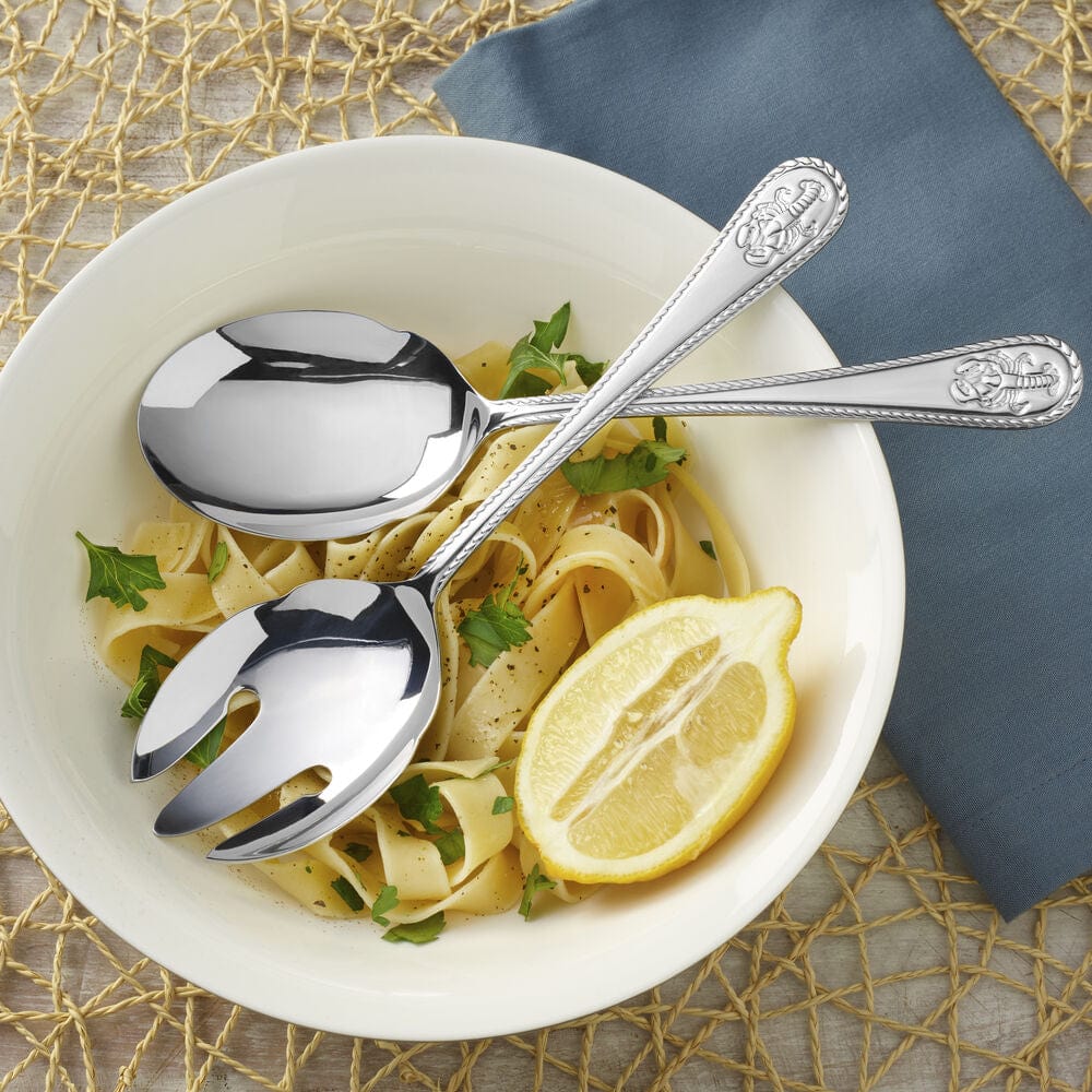 Lobster serving set showing embossed design and sleek finish