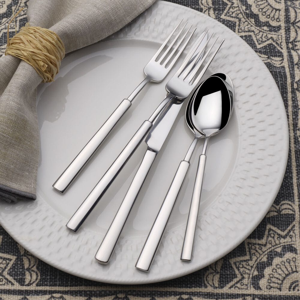 Dishwasher-safe stainless steel flatware set ready for everyday use