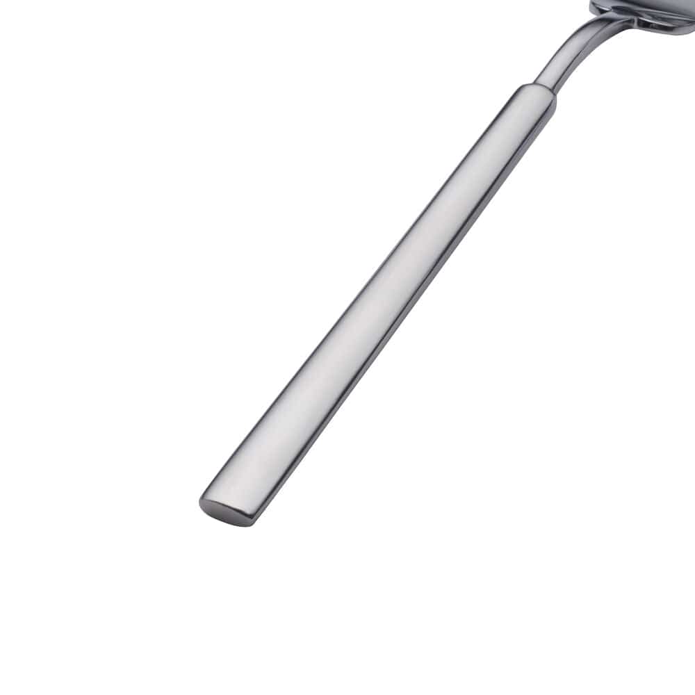 Close-up of sleek modern flatware handles for a stylish dining look