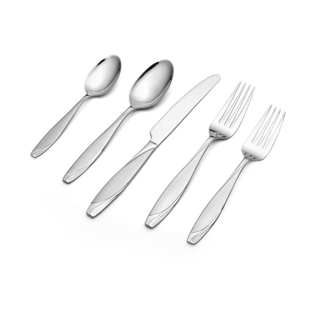 Dishwasher-safe stainless steel cutlery with sleek finish and frosted detail