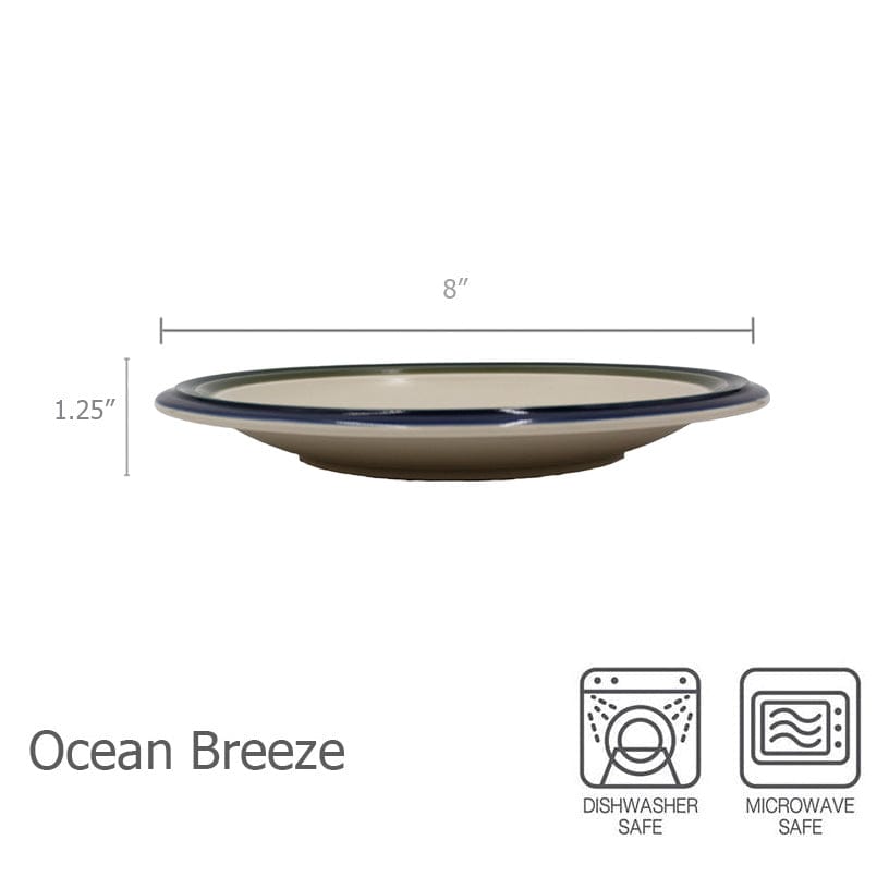 Ocean Breeze stoneware salad plate set from above, showcasing four plates stacked neatly.